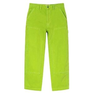 Stussy Workwear Neon Green Dyed Canvas Work Double Knee Carpenter Pants Size 28